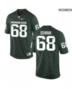 Women's Michigan State Spartans NCAA #68 Jeremy Schram Green Authentic Nike Stitched College Football Jersey KX32T54BY